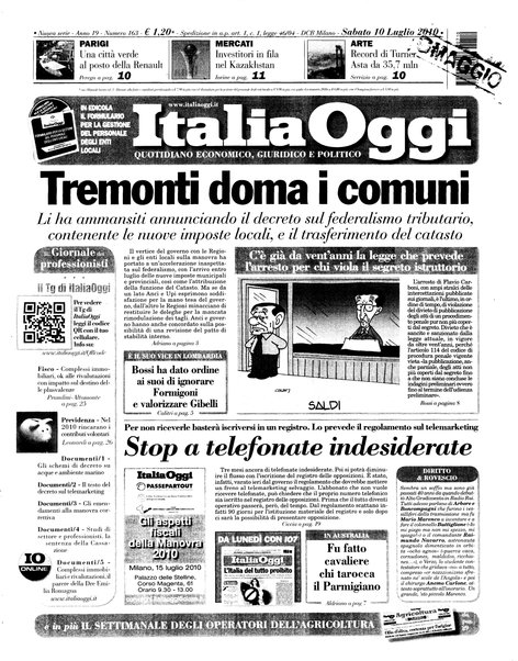 Italia oggi : quotidiano di economia finanza e politica